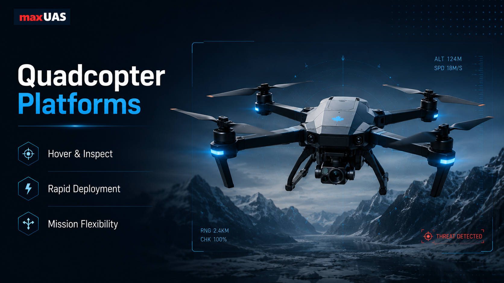 maxUAS quadcopter platform concept in a cold-weather operating environment